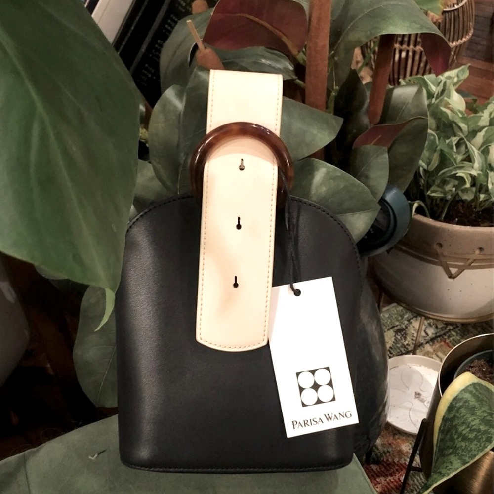 NEW- Parisa wang Addicted Brogue Bracelet Bag- black and white